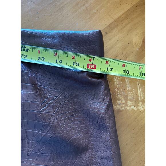 J. Crew Factory Faux Leather Croc Embossed Skirt Mini Lined Brown Size 10 - Picture 12 of 13